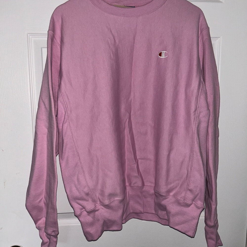 Champion Women’s ‘Boyfriend’ Style Crewneck Sweater in Pink